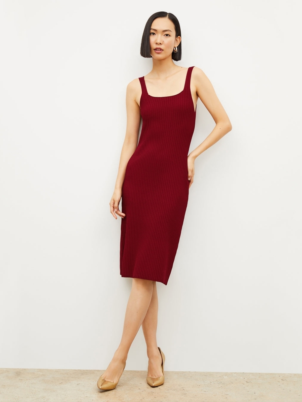 MM Lafleur The Vincent Dress - Ribbed Jardigan Knit Maroon